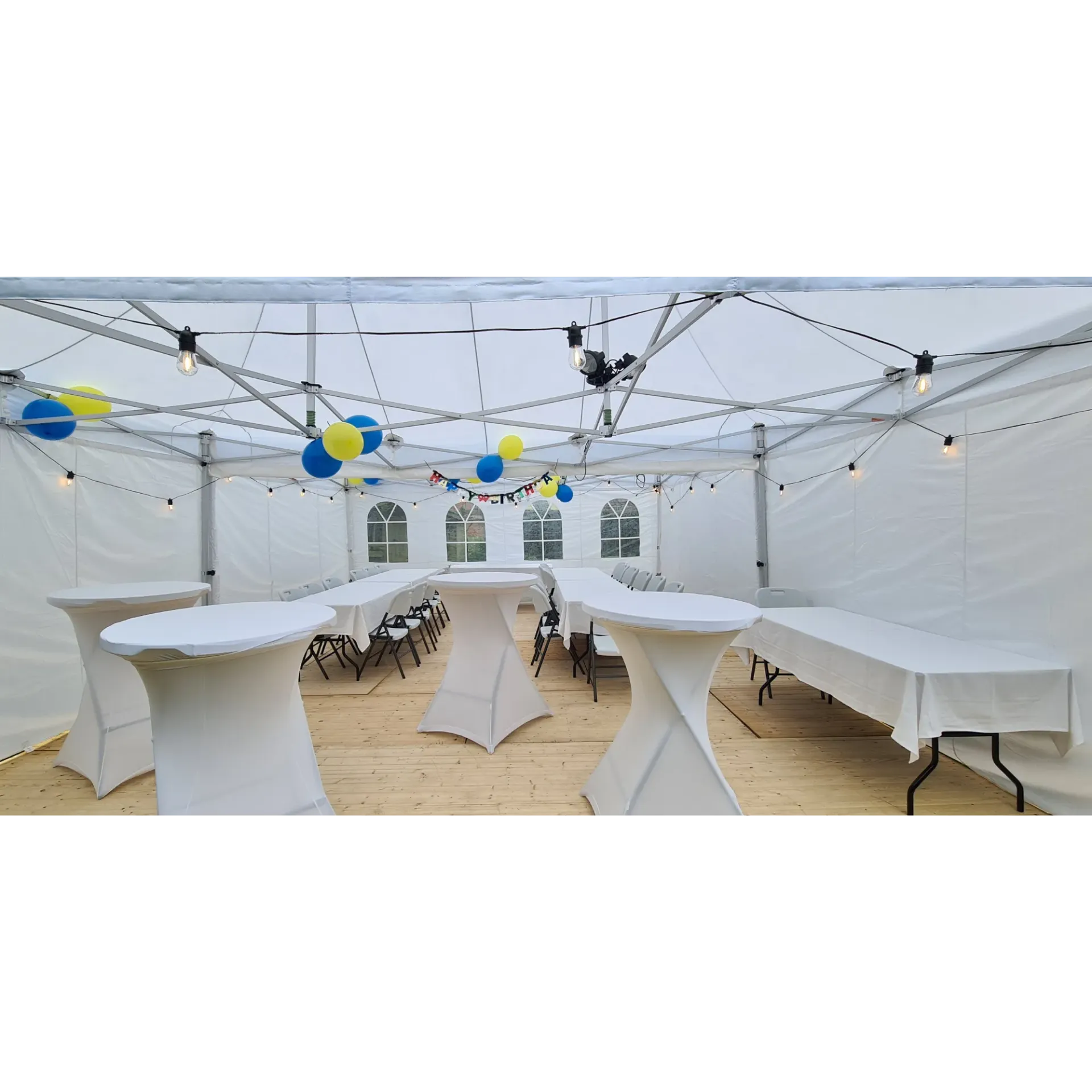 Feestpakket voor 36 personen met vouwtenten