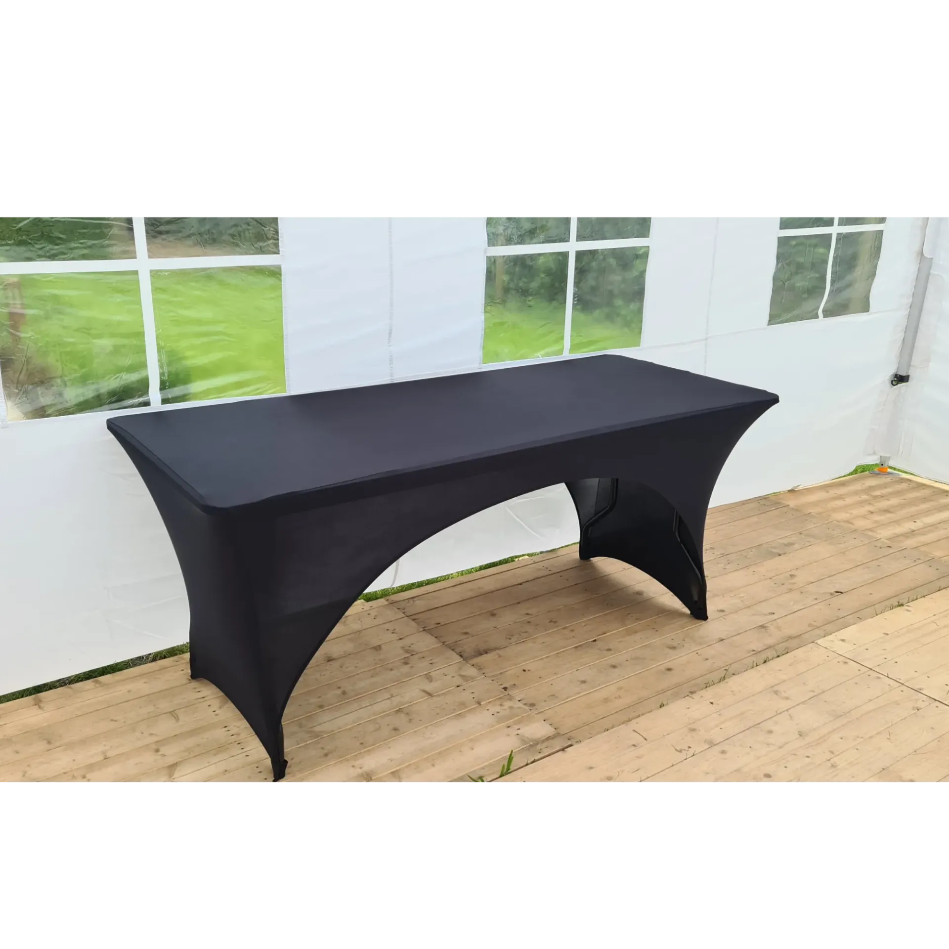Zwart stretch buffettafellinnen 180 × 76 cm