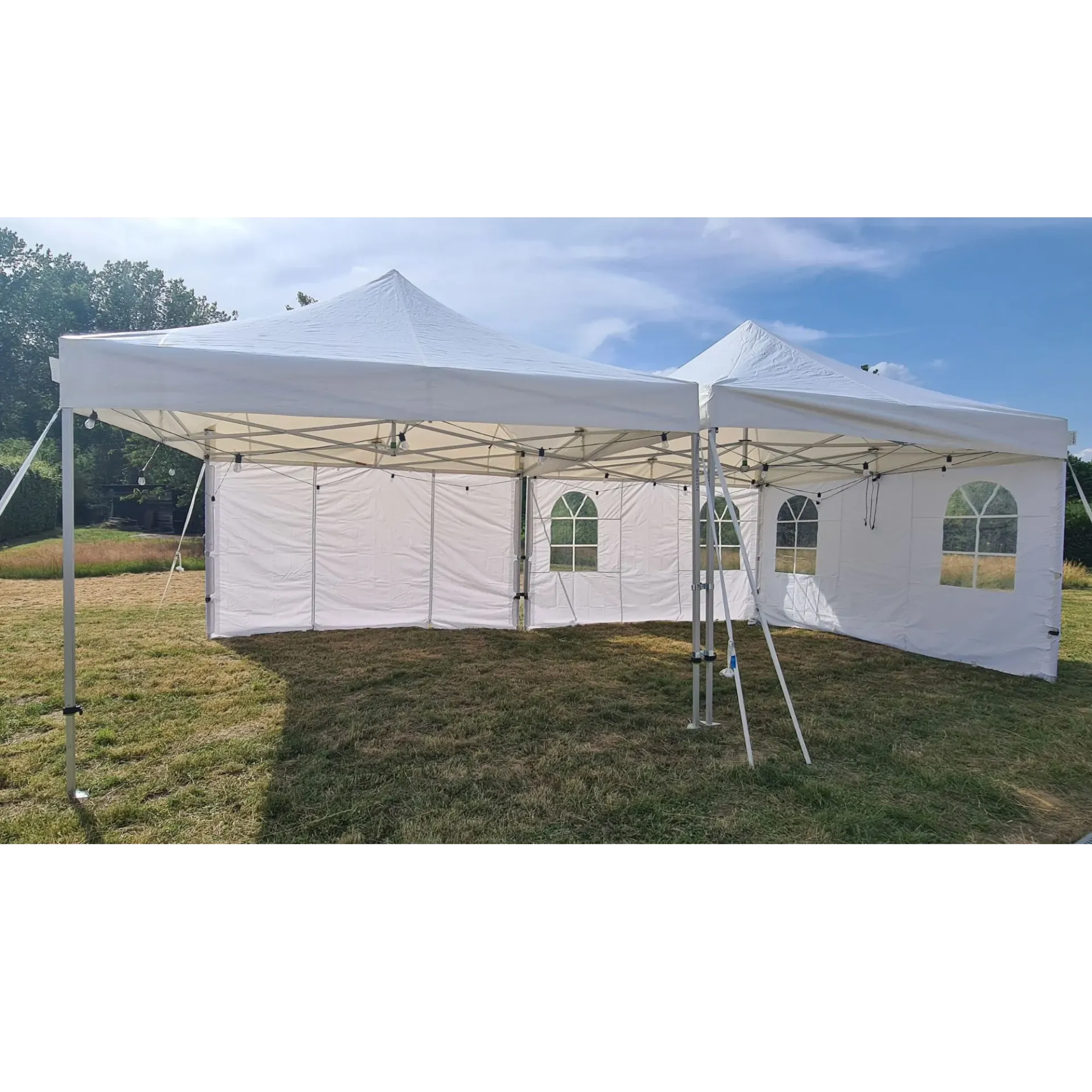 Witte vouwtent 4x8 meter huren – eventtent voor 24 personen