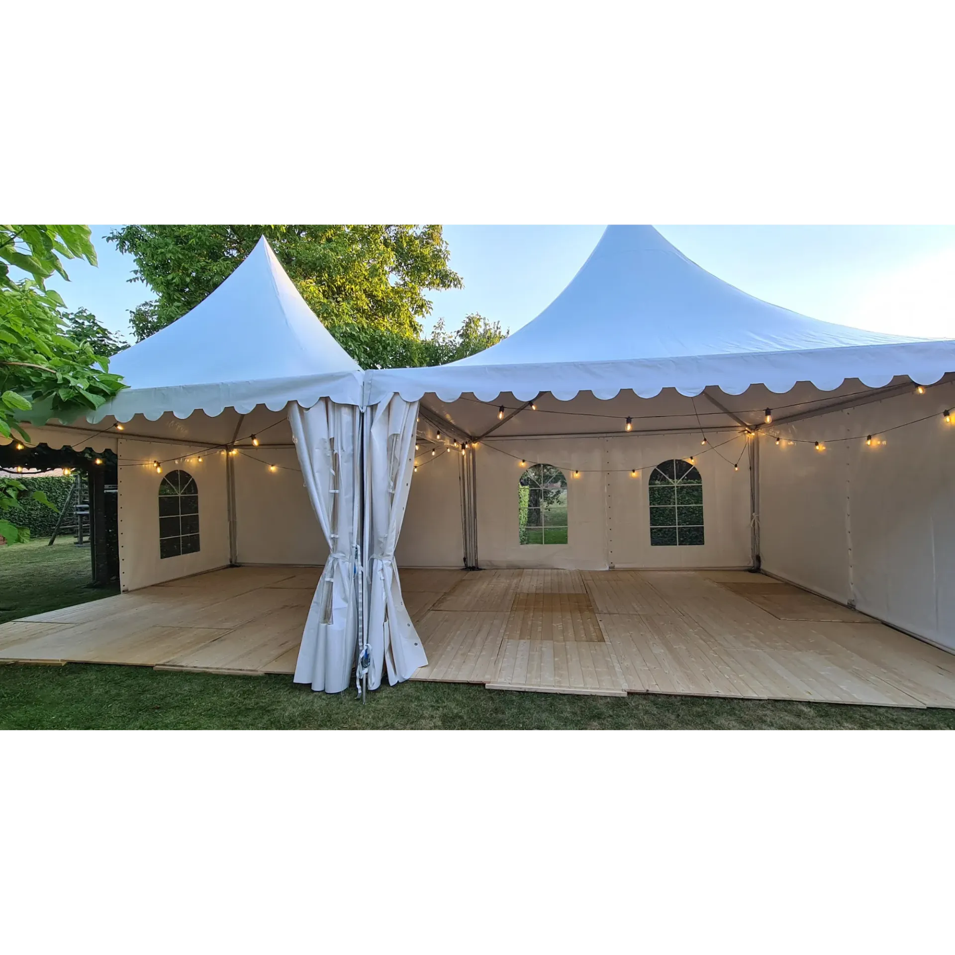 Pagodetent 5×5 meter huren – stijlvolle tent met karakter